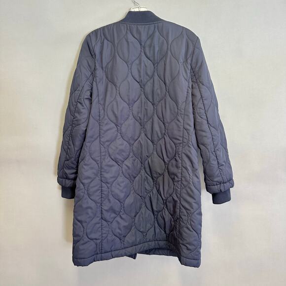 Banana Republic Water-resistant Quilted Long Coat in Navy Size Medium - Picture 14 of 15